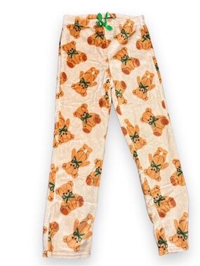 Weekending Teddy Bear Print Plush Pajama Pants Size M